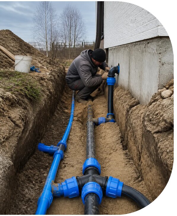 Монтаж наружного водопровода на участке под ключ в Арсеньеве